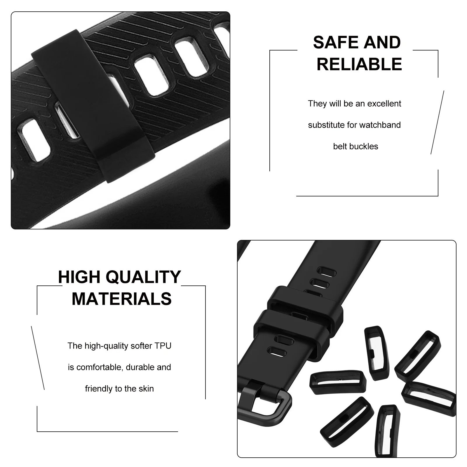 

6Pcs Watch Band Keeper Anti-Lost Replacement Wristbands Buckle Holder Easy Fix Notches Tpu Comfortable Durable