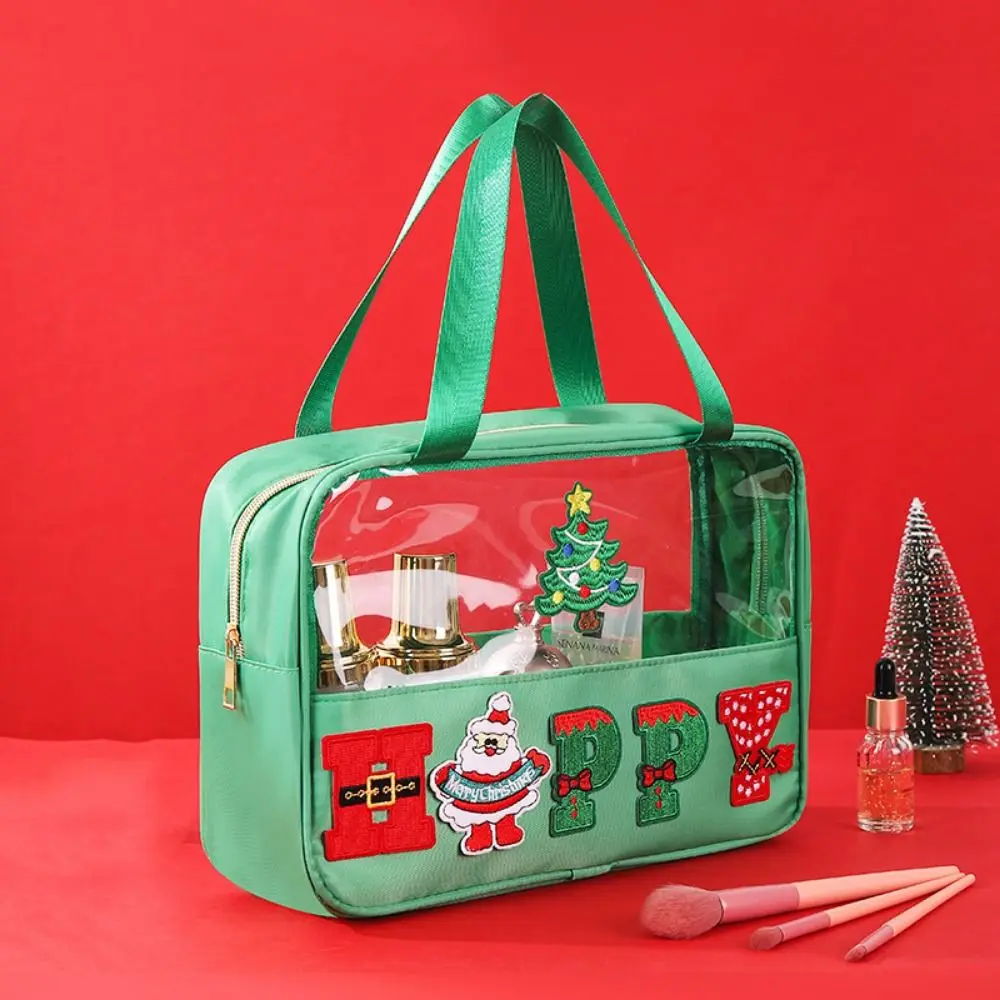 Creative Christmas Clear Travel Bags Cartoon Transparent Cosmetic Zipper Pouch Waterproof PVC Make Up Organizer Women