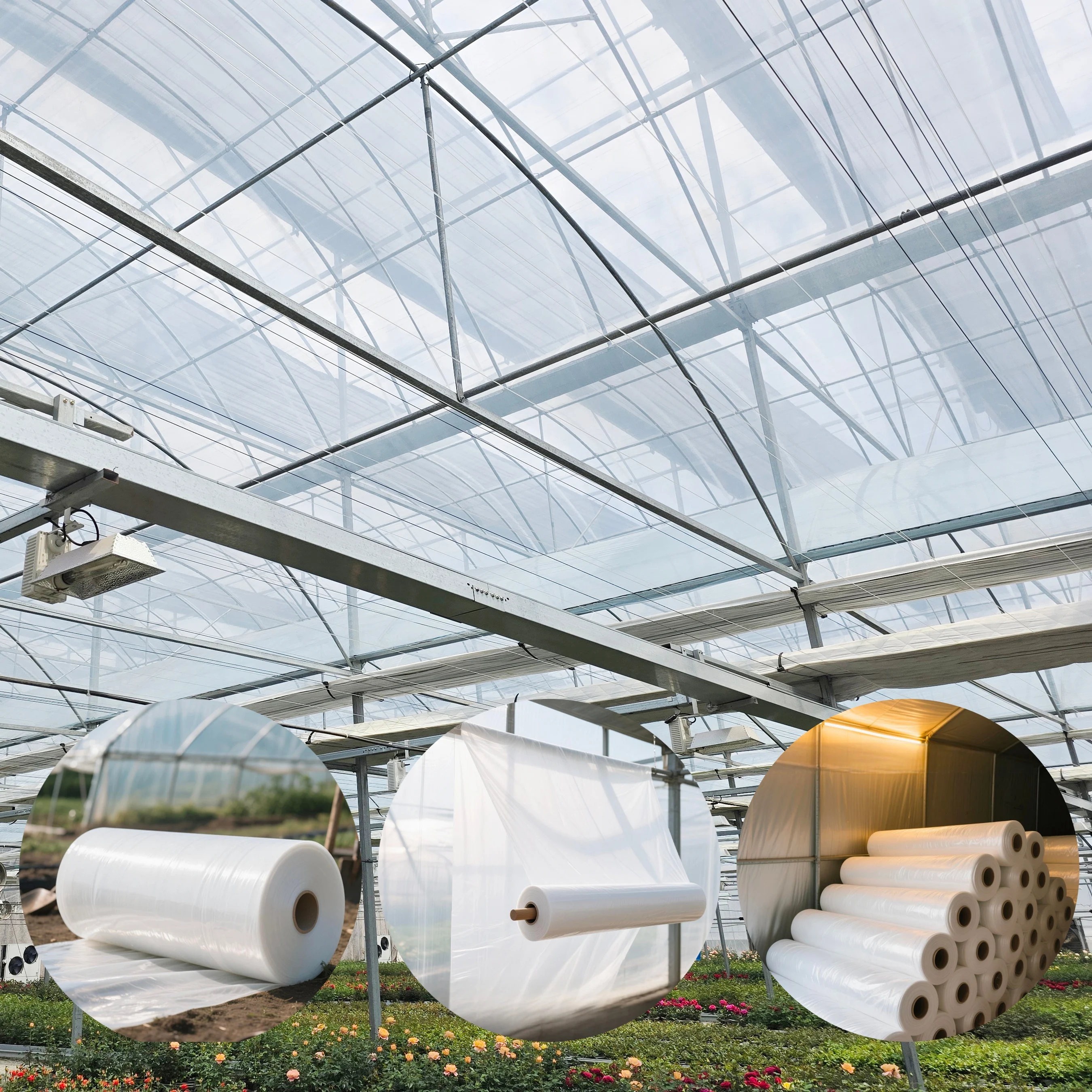 200 Micron PE Greenhouse Film UV Resistant Anti-Drip Double Layer Super Strong Agricultural Plastic Cover for Tomato Shed
