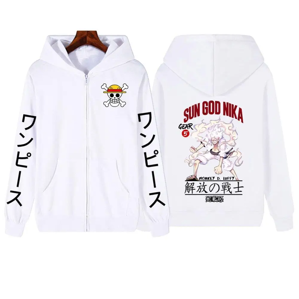 Unissex uma peça luffy anime jaqueta com capuz das mulheres dos homens zip up moletom outono inverno moda impressão gráfica streetwear casual topo