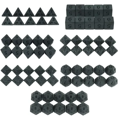 보드 게임 엔터테인먼트용 딥 블랙 주사위 D4, D6, D8, D10, D12, D20 10PCS 플라스틱