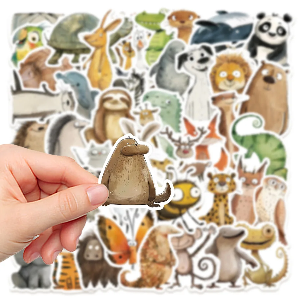 50Pcs Cute Book Paintings Animals Stickers Aesthetic Graffiti Decals for Water Bottle Helmet Luggage Skateboard