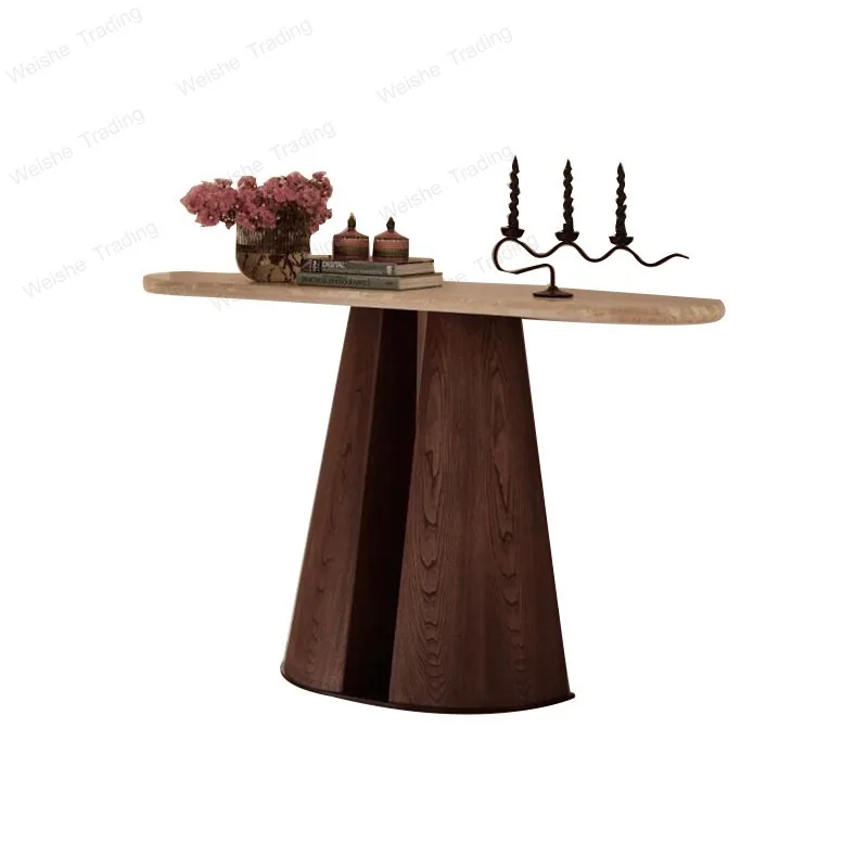 Wabi-sabi style creative travertinestone entrance table marble minimalist entrance table