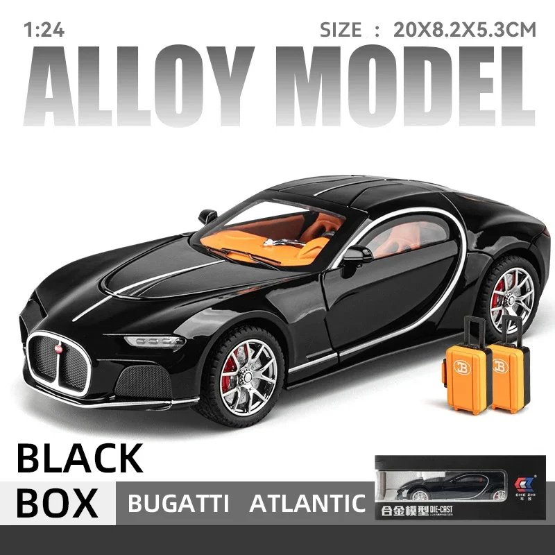 1/24 Bugatti Atlantic Diecast Speelgoedauto Miniatuur Klassiek Model Terugtrekken Geluid En Lichtcollectie Cadeau Voor Jongenskinderen