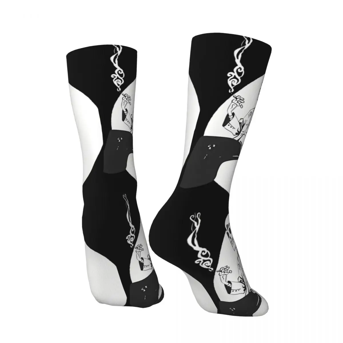 Crazy compression Smoke Sock for Men Harajuku G-Grim Fandango Seamless Pattern Crew Sock Novelty