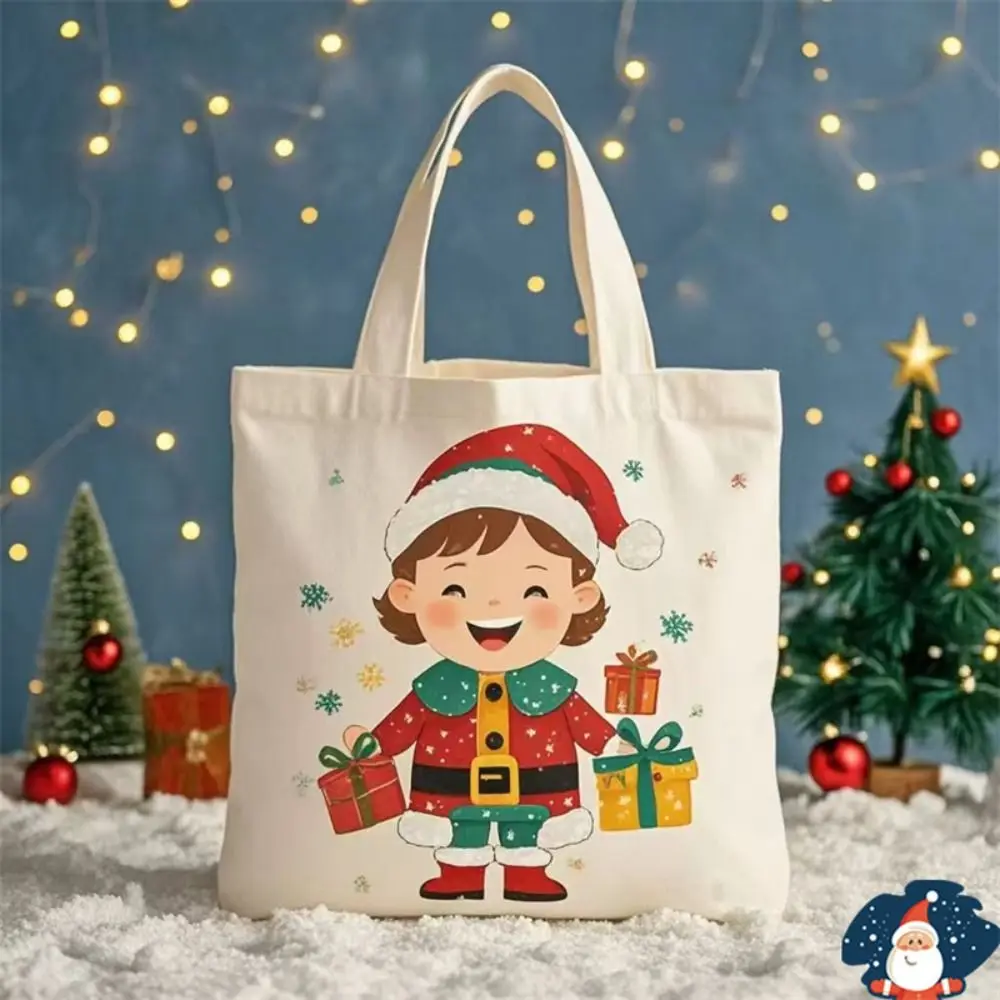 

Cartoon Christmas Canvas Gift Bag Santa Claus Large Capacity Christmas Tree Handheld Bag Exquisite Merry Christmas Decor