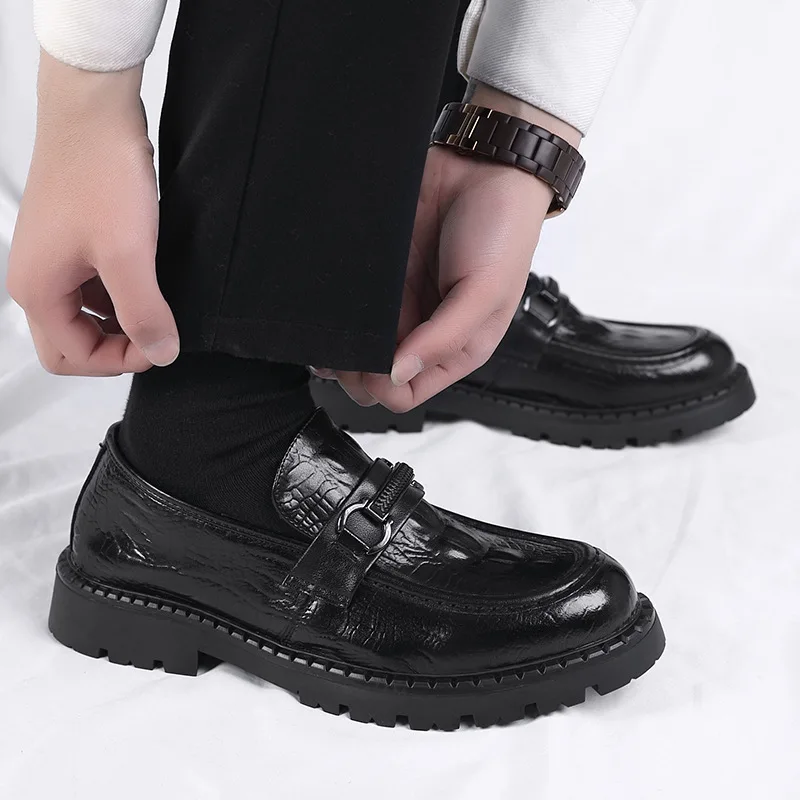

Men's Casual Soft Leather Shoes Business Formal Wear British Style Height Increasing Interior Leather Dress Shoes