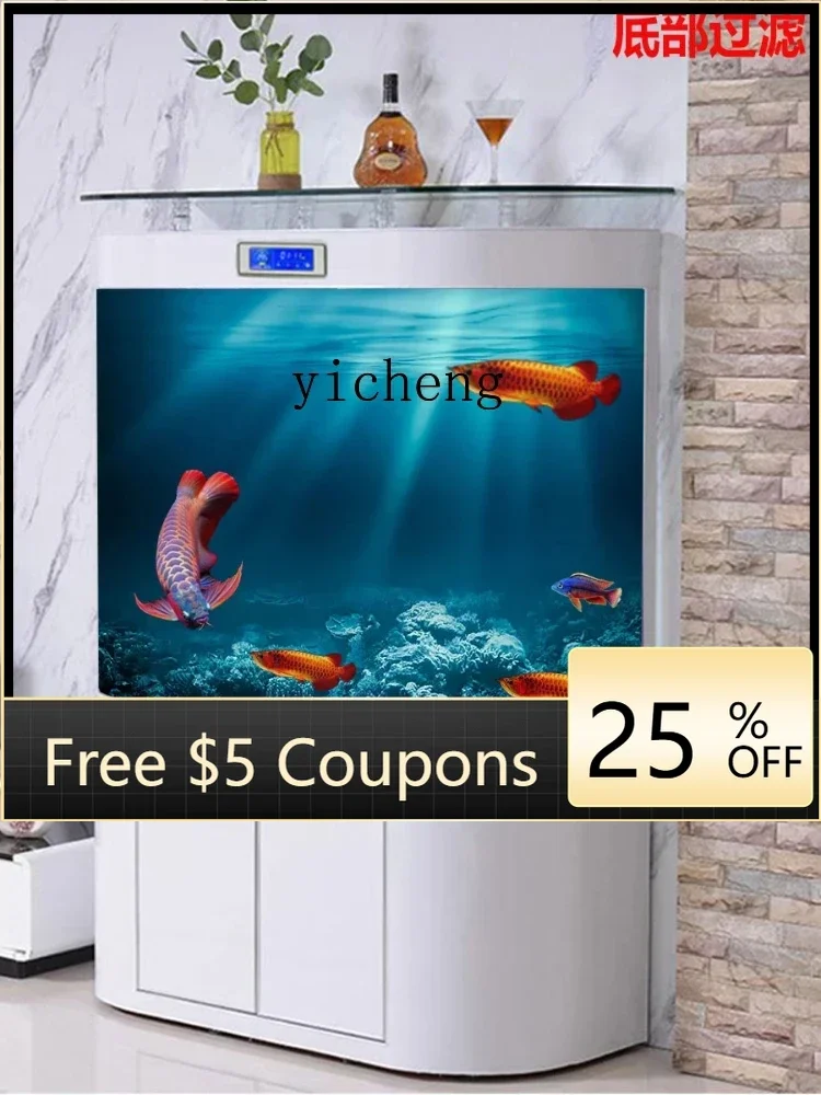 

W3-20 Semicircle Glass Fish Tank Wall Cylinder Living Room Home Change Water Ecological Aquarium