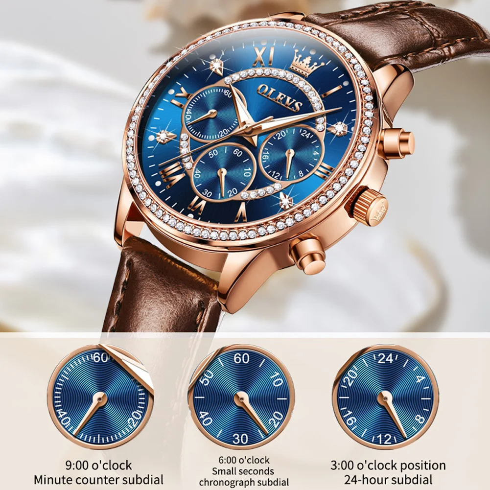 OLEVS 2915 ساعة نسائية رائعة أنيقة فاخرة حزام ساعة كوارتز مقياس مقاوم للماء مضيئة تاريخ السيدات ساعة الهدايا الأصلية #1