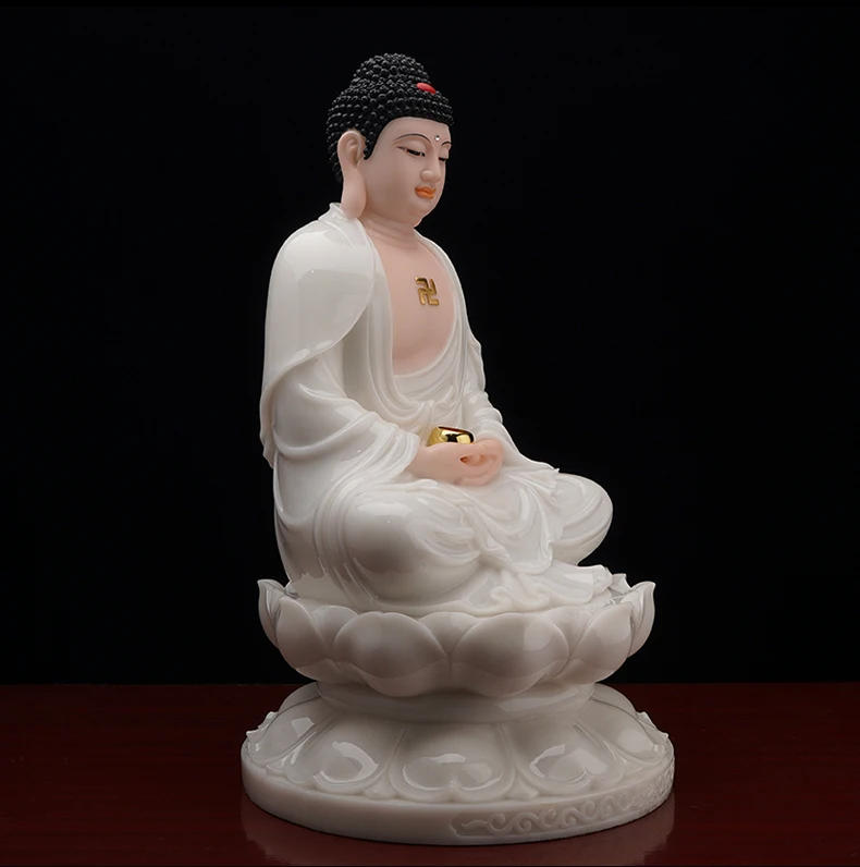 Imagem -04 - Aisa-high Grade Jade Buddha Estátua Budismo Supo Sansheng Sakyamuni Amitabha Casa Família Segura Proteção Boa Sorte