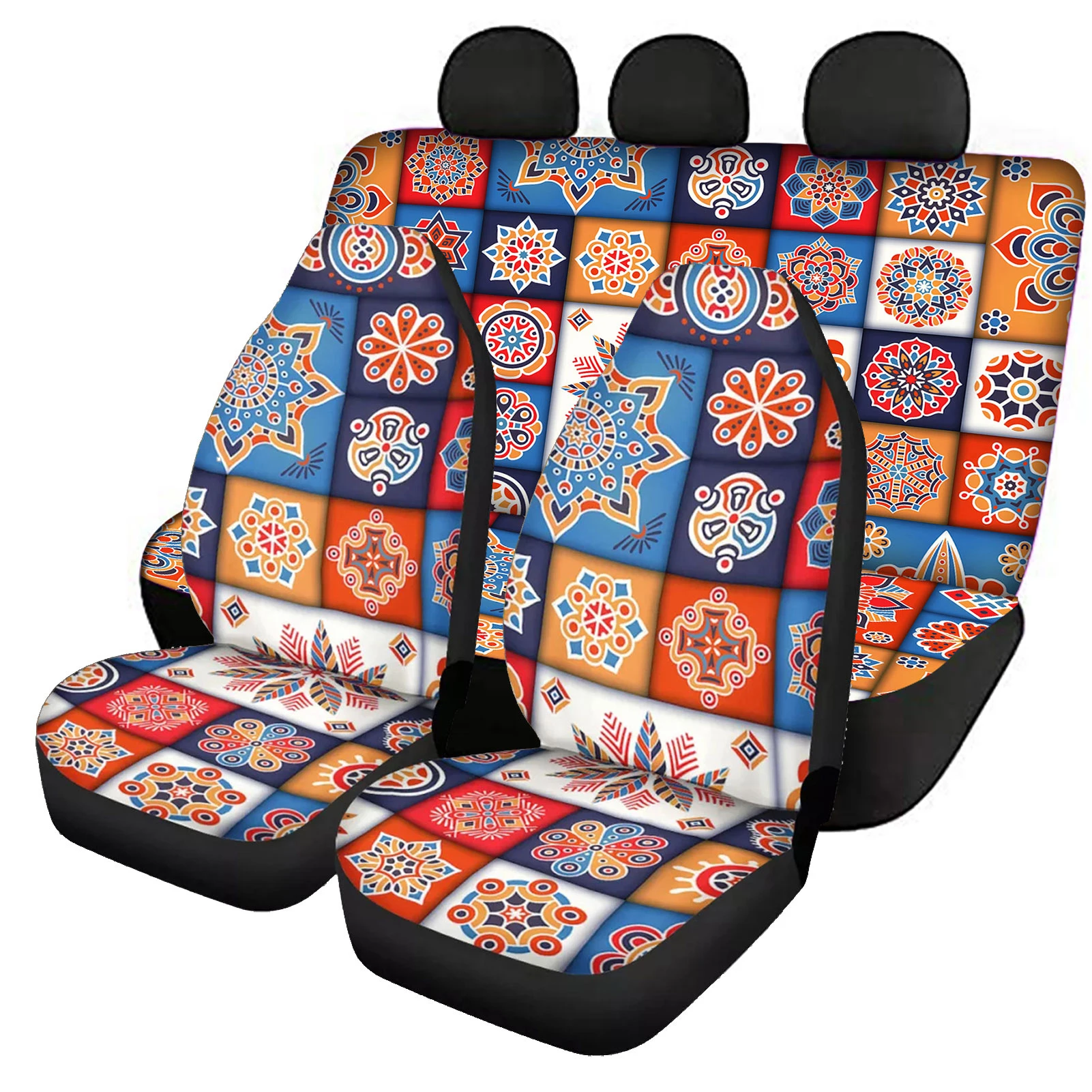 Auto Front Back Seat Cover Set Ethnic Tribal Style Pattern Car Accessories High Quality Washable Vehicle Supplies Hot Sales 2023