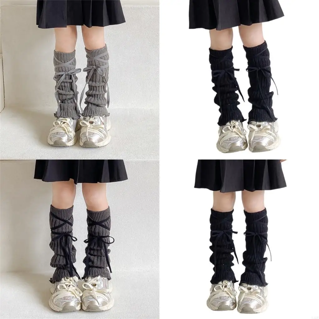 54df ساق الأطفال أكثر دفئا جوارب القوس الحلو المربوطة تغطية الجوارب القابلة للتكديس غلاف الخريف الشتاء الساق #1