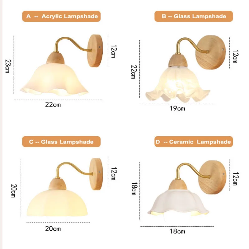 Lampu Dinding LED Jepang, lampu dinding kayu Retro Nordik Jepang untuk kamar tidur selain ruang tamu tangga Vintage dekorasi rumah Korea