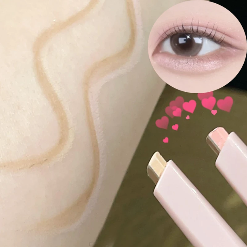 Double Ended Liggende Zijderups Potlood 2 in 1 Markeerstift Naakt Roze Bronzer Lagere Ooglid Contour Eyeliner Make-Up Stick met Borstels