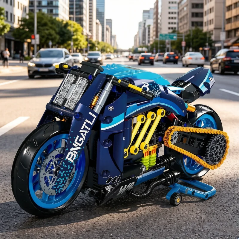 

NEW STEM Technical Blue Motorcycle Model Creative Building Blocks Kit MOC Assembly Toys Birthday Gift for Boys Girls 751PCS