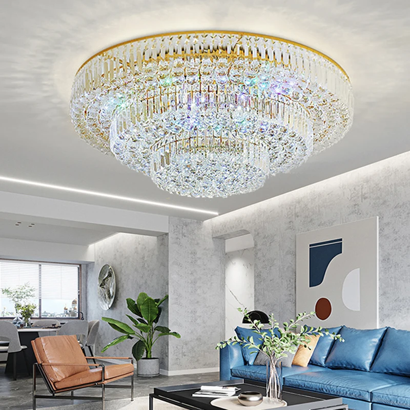 

LED Ceiling Lights Classical Round Ceiling Chandeliers Luxury Crystal Lustres Decor Home Plafonnier for Living Room