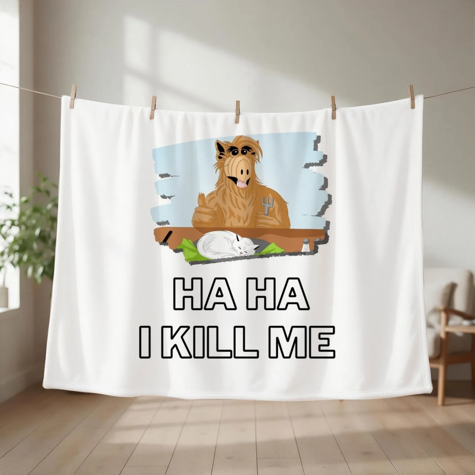 Alf and his Catch phrase Throw Blanket Plaid Designers Plaid on the sofa For Sofa Thin Blankets
