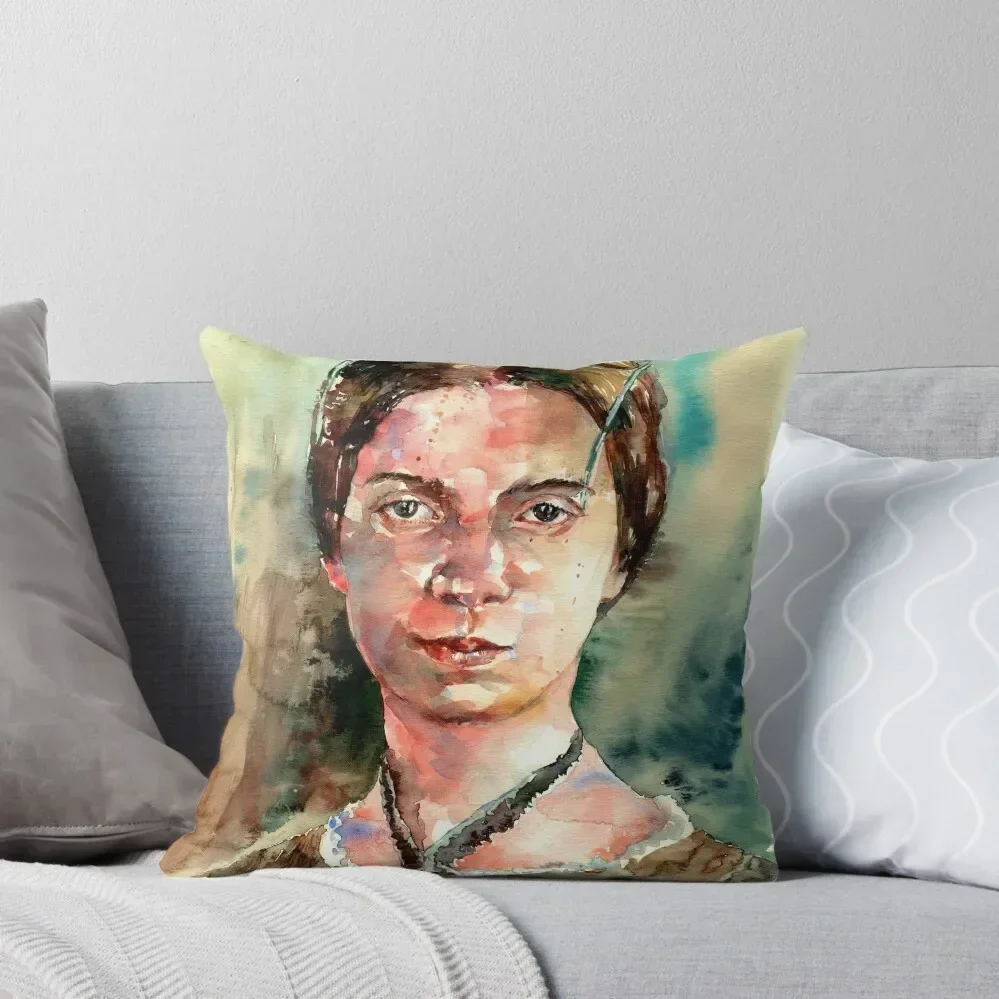 

Emily Dickinson Portrait Throw Pillow Sitting Cushion pillow cover christmas Custom Cushion Photo Room decorating items pillow