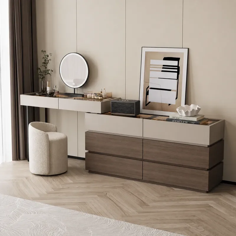 Silent Guide Rail Smooth Italian Minimalist Dresser Storage Cabinet Integrated Bedroom Bedside Chest Multi Functional Storage
