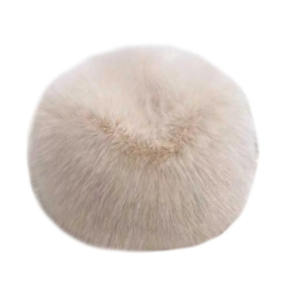 

Smooth Mongolian Fluffy Hat Round Top Fluffy Texture Fox Fur Hat Thickened Fur Ear Protection Faux Fur Hat Ladies Headwear