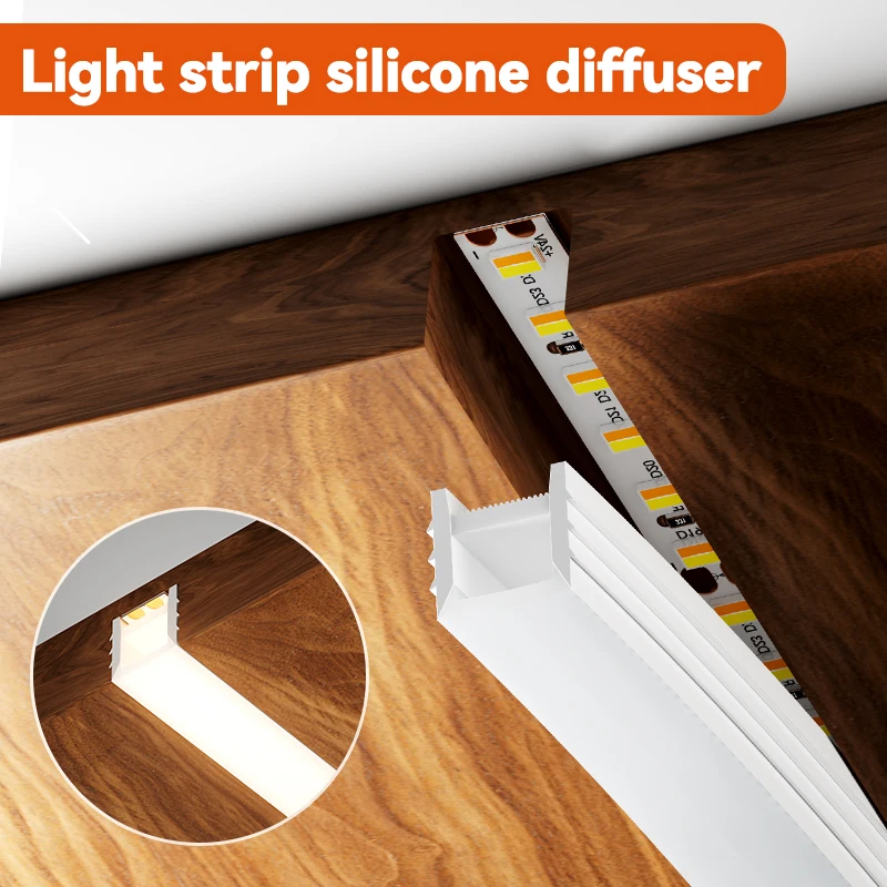 Light Strip Silicone Tube LED Diffuser Flexible Black and White Lampshade with Edge Contour Light Mask Plate Cover