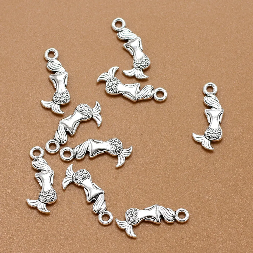 

20Pcs Alloy Mermaid Pendant Charms Retro Style DIY Jewelry Making Necklace Bracelet Accessory DIY Charm Set Silver