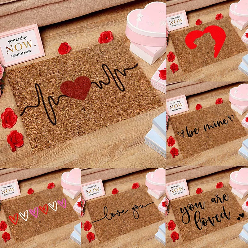 VIKAMA American Valentine\'s Day Series Crystal Velvet Carpet Love Door Mat Festive Holiday Home Decoration Mat Gift Wedding Mat