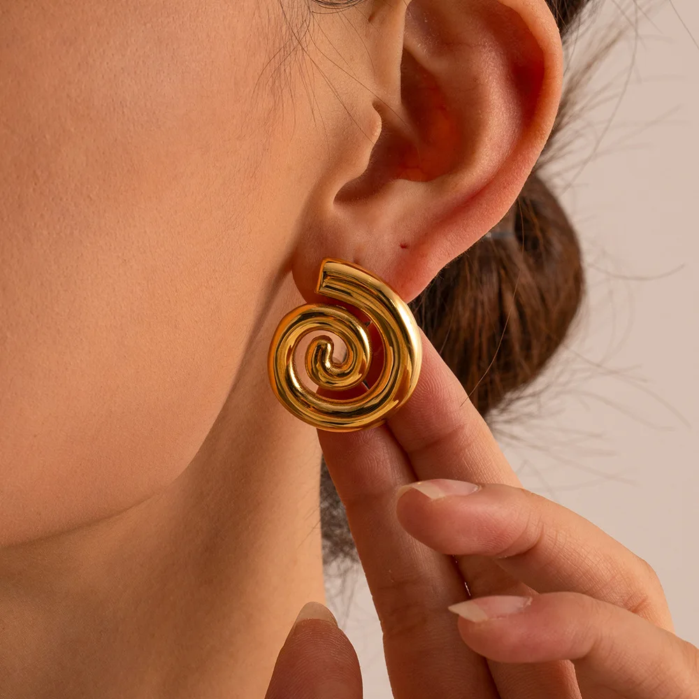 

Stainless Steel PVD 18K Gold Plated Tarnish Twist Stud Earrings For Woman Jewelry Wholesale Trendy