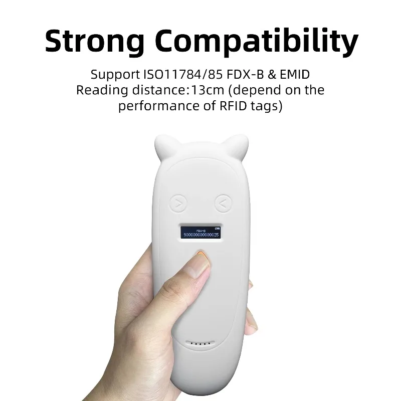 ошейник с чипом Handheld 1342KHz 125kHz Animal RFID Reader Pet Cat Dog Microchip Scanner FDXB Glass Chip USBBluetooth Tag