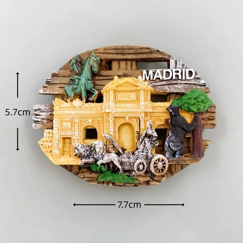 Spanish Tourist Souvenir 3D Fridge Magnet Madrid Barcelona Bull Tenerife Parrot Thermometer Refrigerator Decor Travel Gift