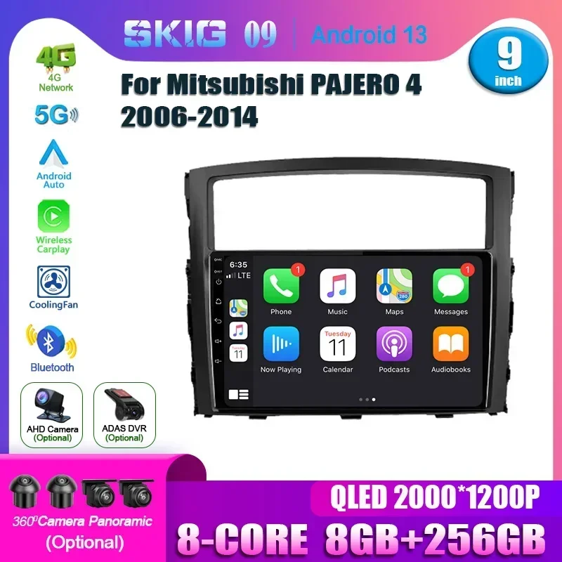 For Mitsubishi Pajero 4 2006-2014  Android 13 Car Radio Multimedia Video Player GPS 4G WIFI Carplay Head Unit Stereo screen