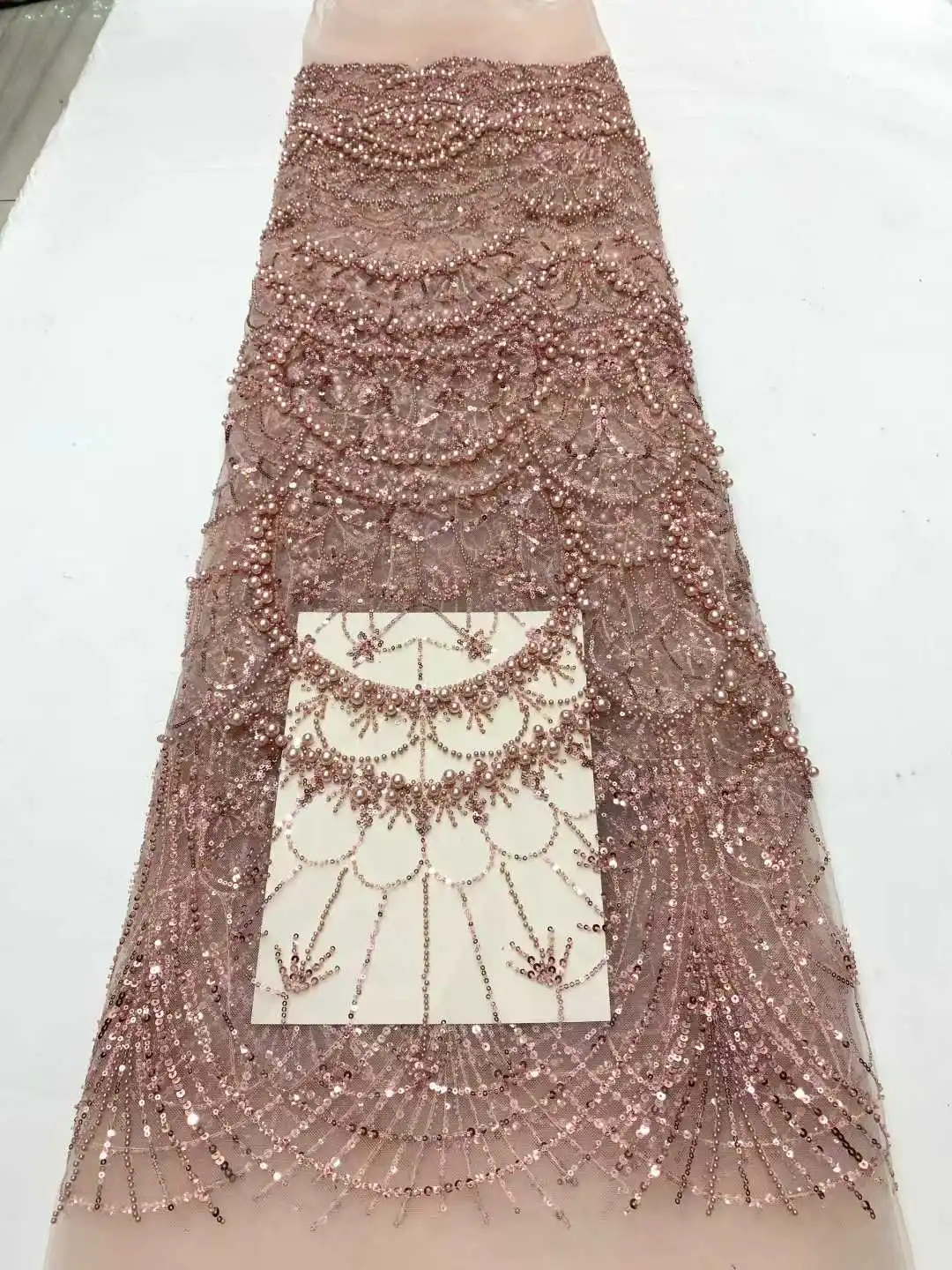 الفرنسية الأفريقية العريس أقمشة الدانتيل مطرز عالية الجودة التطريز للنساء فستان الزفاف النيجيري الترتر أقمشة الدانتيل 5 ياردة #5