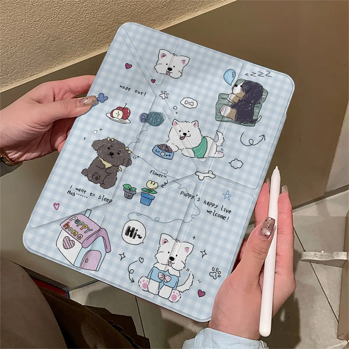 

Чехол с милым корейским рисунком собаки и облаков для iPad Pro Air M5 M4 M3 M2 18 20 21 22 2 1 11th A16 12.9" 10 9 8 7 6 5 Th Mini 7 6 8.3"