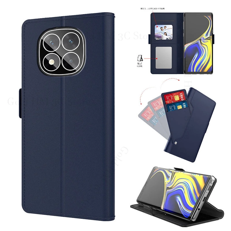 

For Redmi Note 14 Pro Plus Magnetic Flip Leather Kickstand Case Redmi Note 13 Pro Plus 12S 14C 13R Card Slot Wallet Mirror Cover