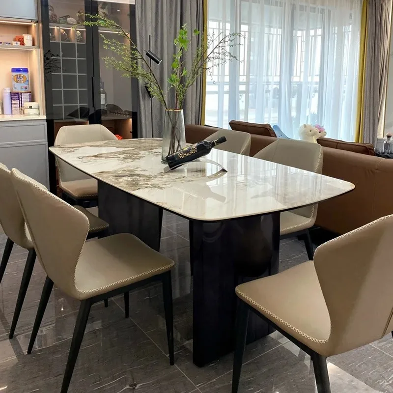 Italian rock slab dining table Internet celebrity modern home dining table, light luxury simple small apartment
