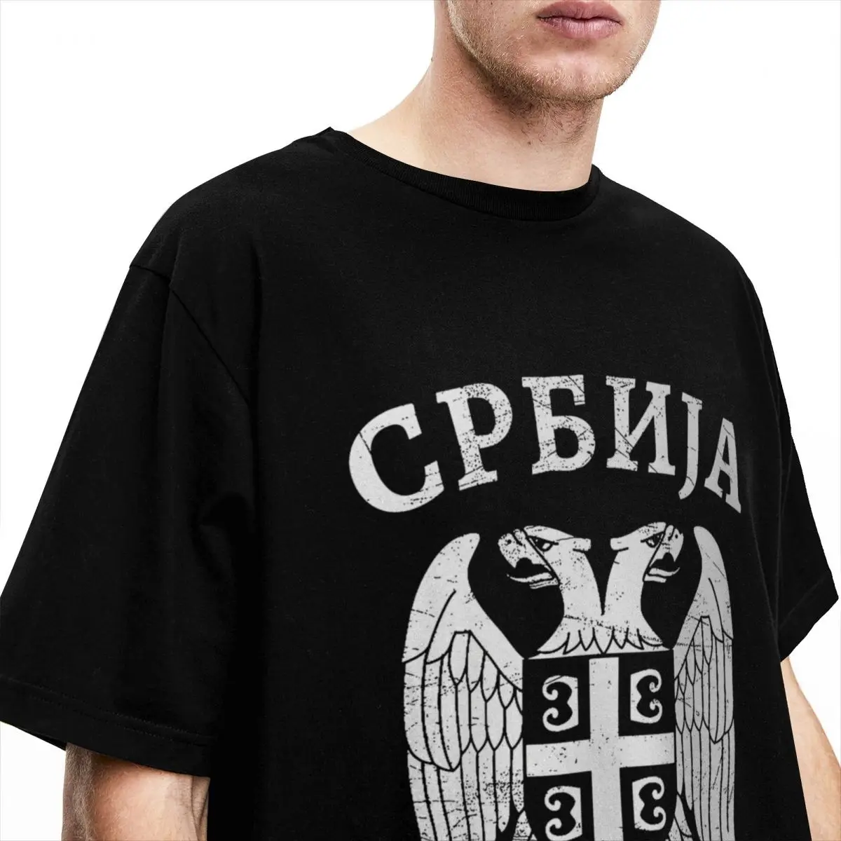 Haikyu T-Shirt Serbia Eagle Serbian Eagle Emblem 100% Cotton T-Shirts Serbia Flag Tshirt for Couple Short Sleeve Clothes