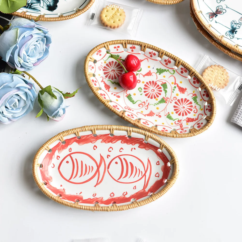 

Stylish Multi-Function Snack Vietnamese Style Elegant Fruit Plate Household Dessert Tray Wear-Resistant Convenient Desktop