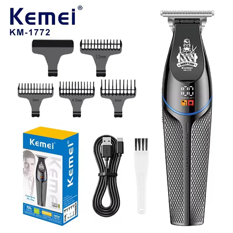 Kemei KM-1772 7000 RPM Hair Clippers Professional Hair Trimmer Electric Cordless Rechargeable Men Hair Cutting Machine