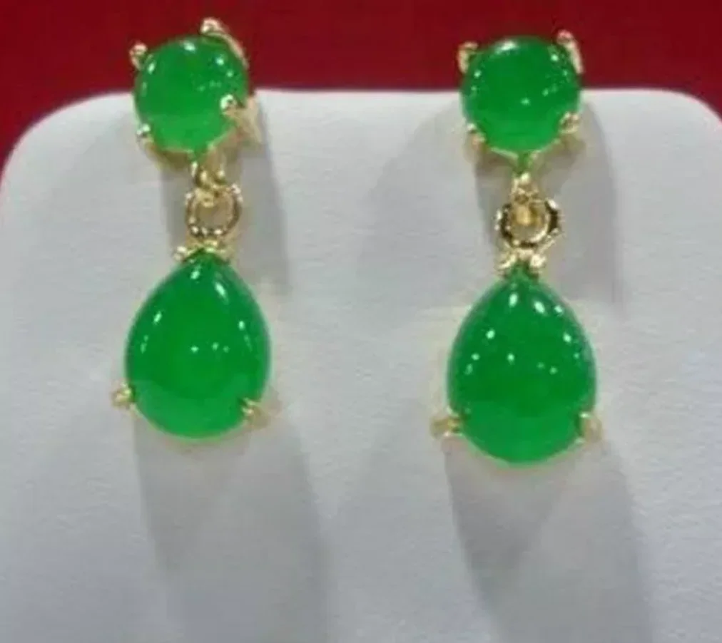 

Fine Jewelry Earring new Fashion Natural green Chalcedony Drop sway earring AAA