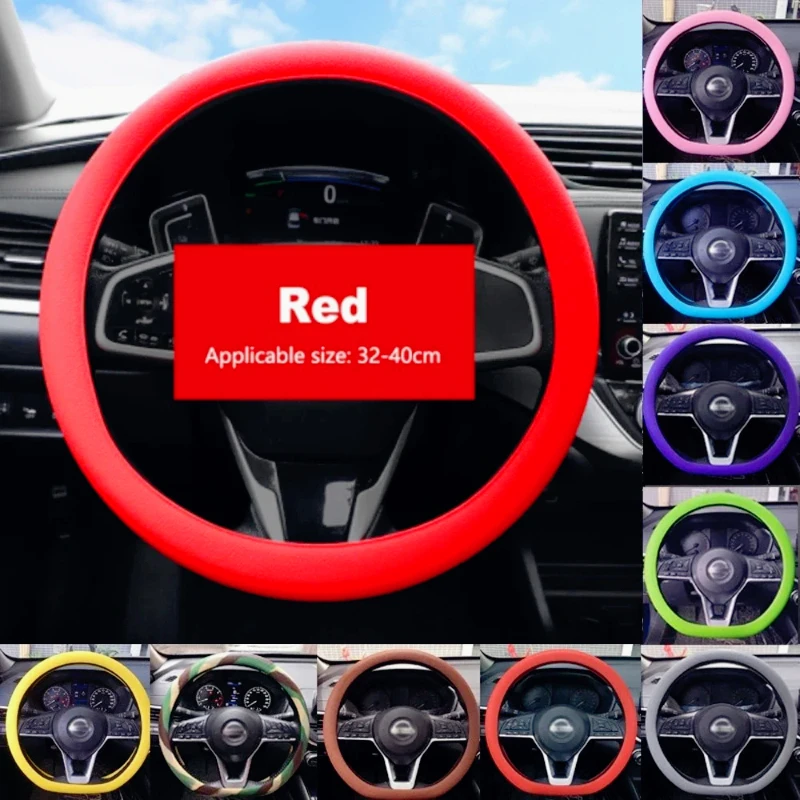 Universal Car Silicone Steering Wheel Cover Elastic Non-Slip Cover For 36-40cm Steering Wheel Multi Color Car Decor Accessories