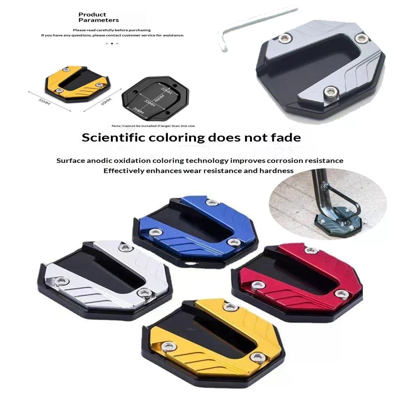 Scooter Motorbike Accessories Extension Foot Pad Support Plate Aluminum Alloy Motorcycle Bike Kickstand Extender Foot Side Stand