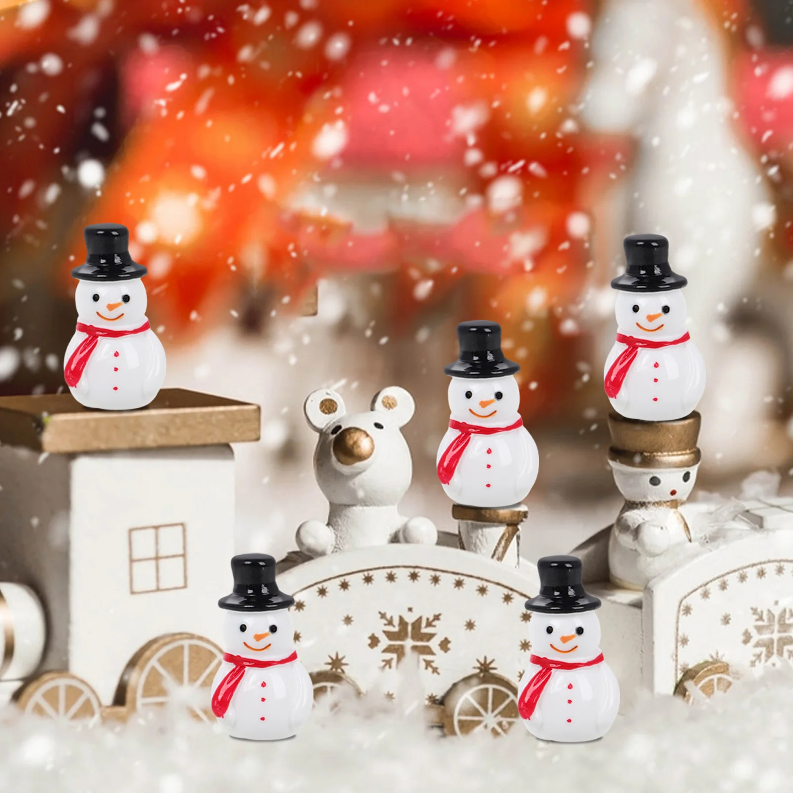 

30pcs Mini Premium Resin Christmas Decor For Garden Home Office Xmas Party Favors Miniature Miniature Snowman Ornaments