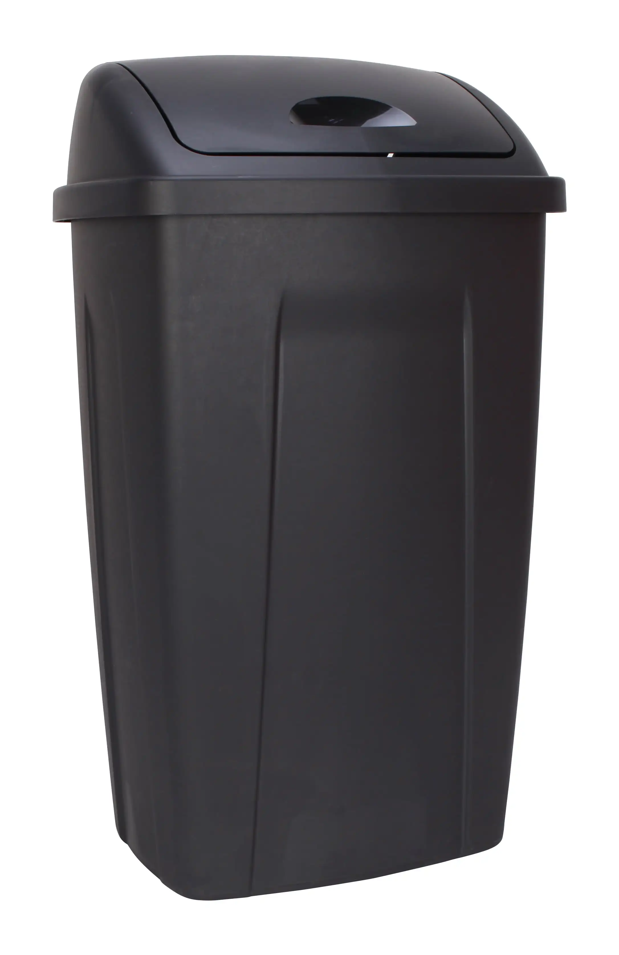 

13 Gallon Trash Can Plastic Swing Top Kitchen Garbage Trash Can Black Easy to clean surface Durable polypropylene plastic