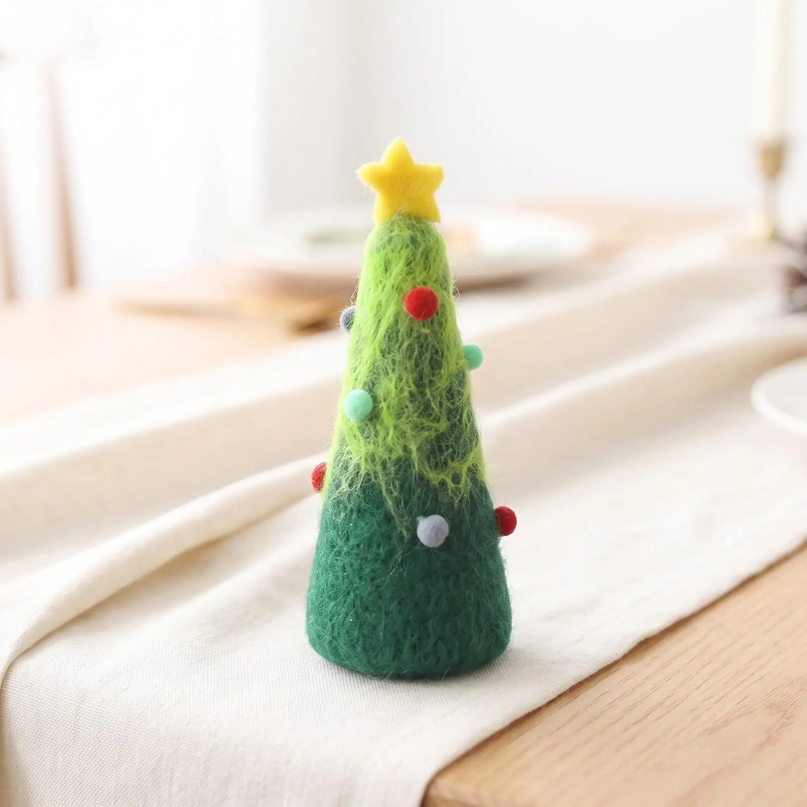 Felt Christmas Tree Ornament with Star Topper for Tabletop Display and Cozy Holiday Home Accent Decor