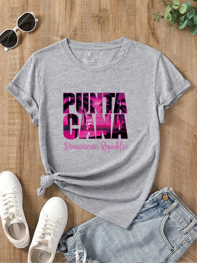 Punta Cana Women\'s Vacation Souvenir T-Shirt Casual Women T-shirt Round Neck Women Graphical Female Summer T shirt Clothing Tee