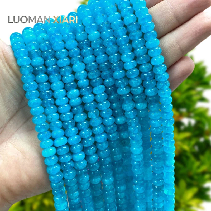 Wheels 5x8mm Natural Stone Ice Amazonite Chalcedony Loose Spacer Beads for Jewelry Making Diy Bracelets Charms Accessories 15''