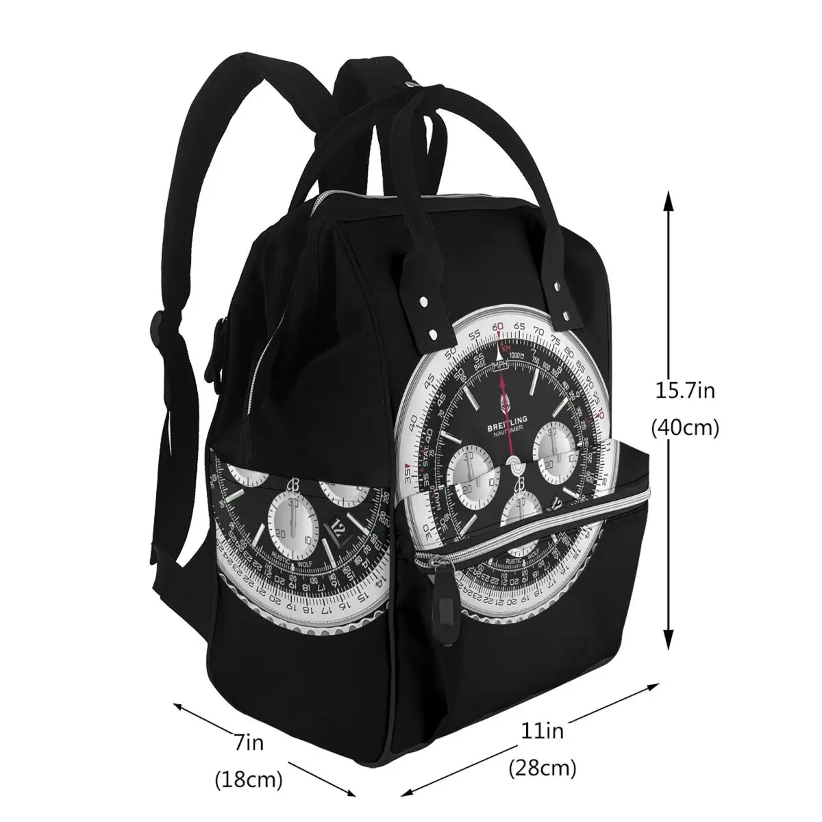 Black Luxury Watch Face Student Backpack School Bag Hiking Travel Daypack for Men Women Bookbag Shoulder Bags