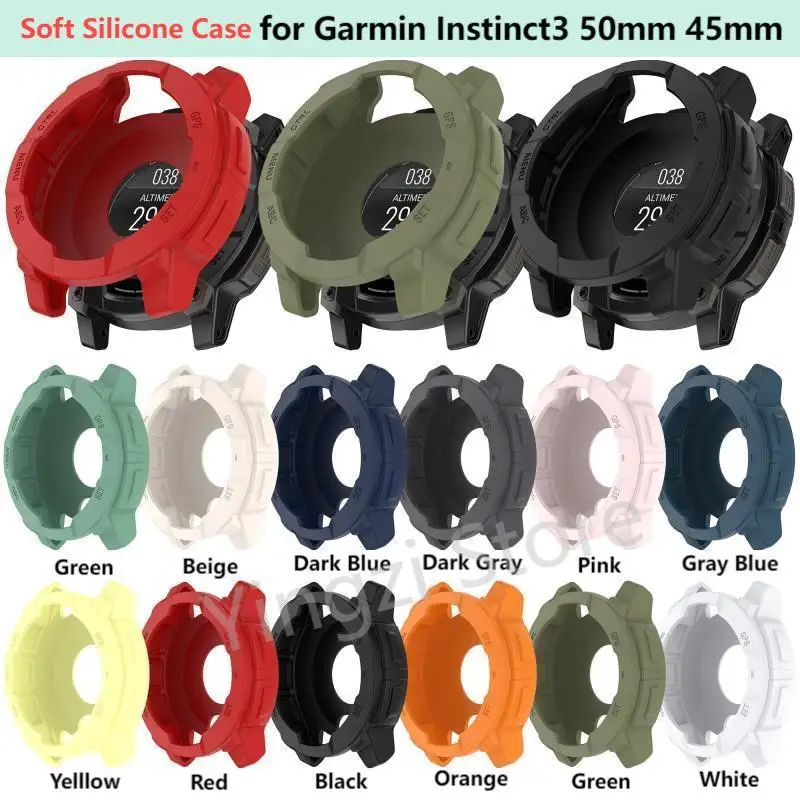 Capa de silicone macio para garmin instinto 3 50mm 45mm relógio inteligente oco capa protetora escudo para instinto3 50mm 45mm acessórios
