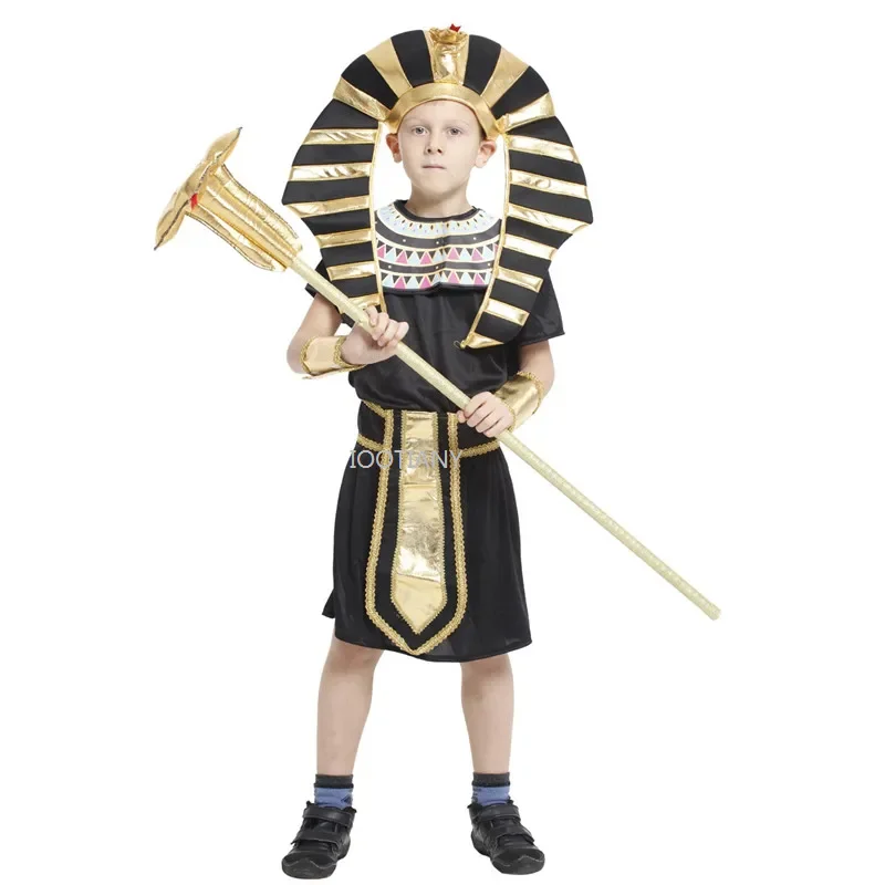 M-XL Ragazzi Bambini Il Faraone dell'Egitto Abiti Cosplay Carnevale per bambini Costumi tradizionali egiziani Carnevale Abito in maschera