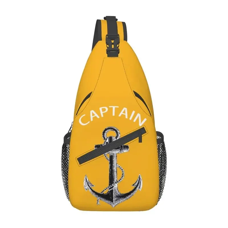 

Custom Casual Captain Anchor Sling Bag for Travel Hiking Men Nautical Sailor Adventure Chest Crossbody Backpack Shoulder Daypack